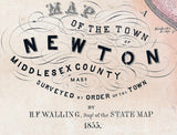 1855 Map of Newton Middlesex County Massachusetts
