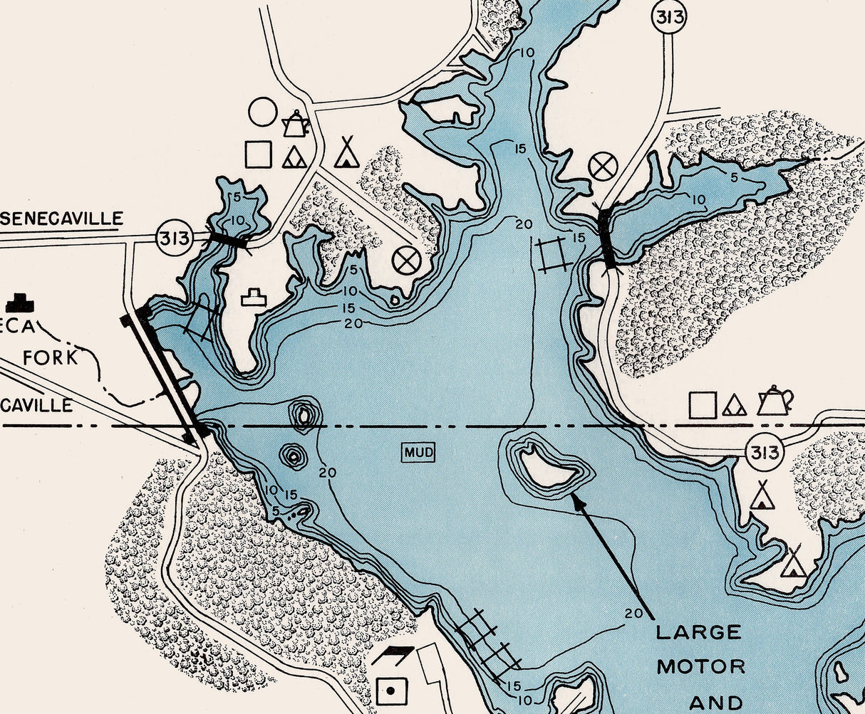 1961 Map of Seneca Lake Guernsey and Noble County Ohio