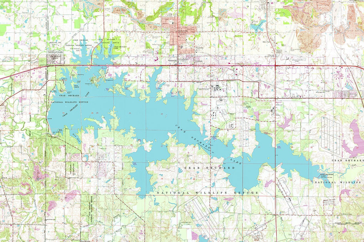 1966 Map of Crab Orchard Lake Illinois Carbondale