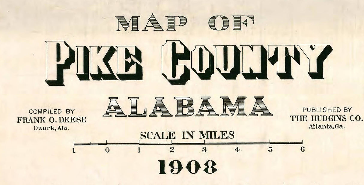 1908 Map of Pike County Alabama