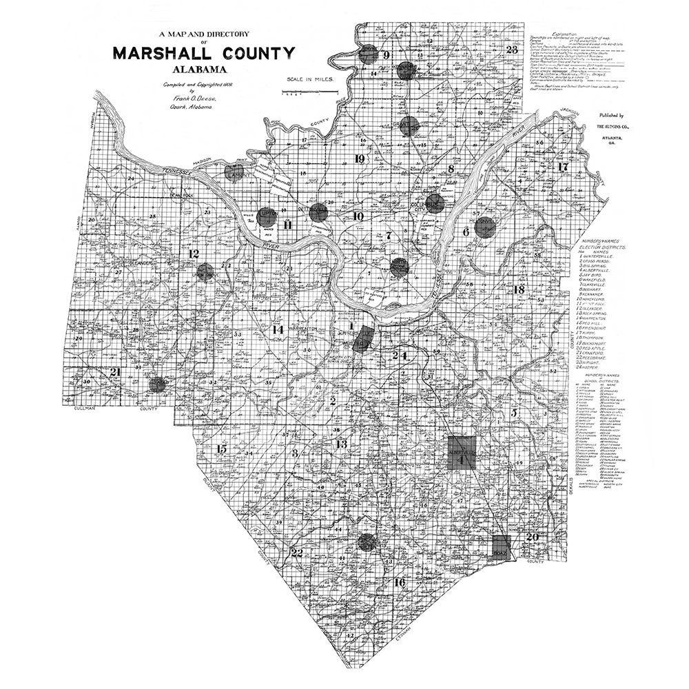 1909 Map of Marshall County Alabama