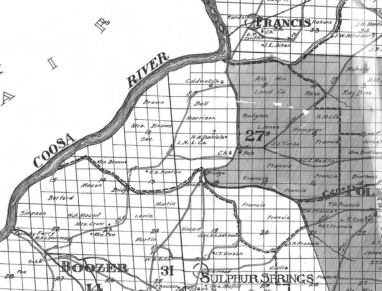 1910 Map of Calhoun County Alabama