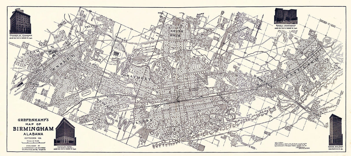 1914 Map of Birmingham Alabama