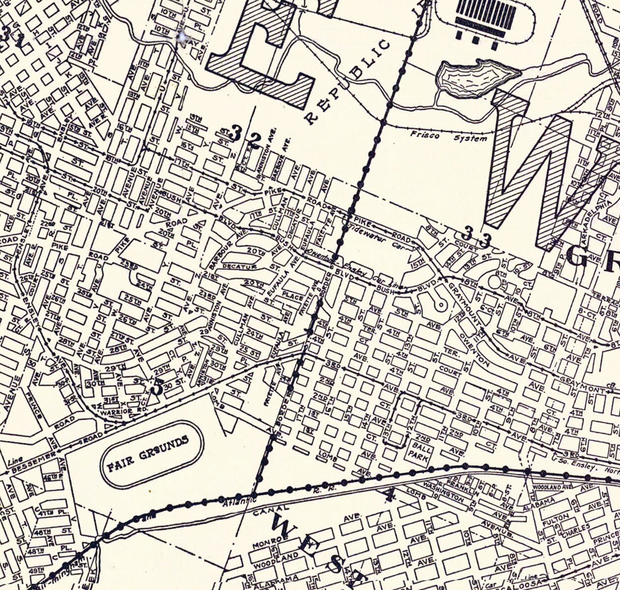 1914 Map of Birmingham Alabama