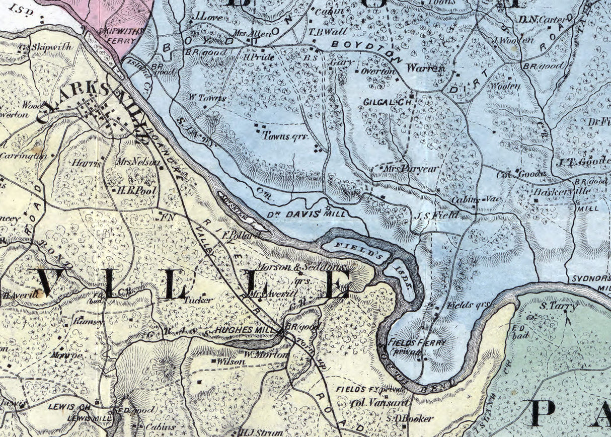 1870 Map of Mecklenburg County Virginia