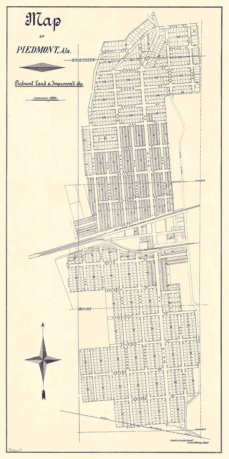 1890 Map of Piedmont Alabama