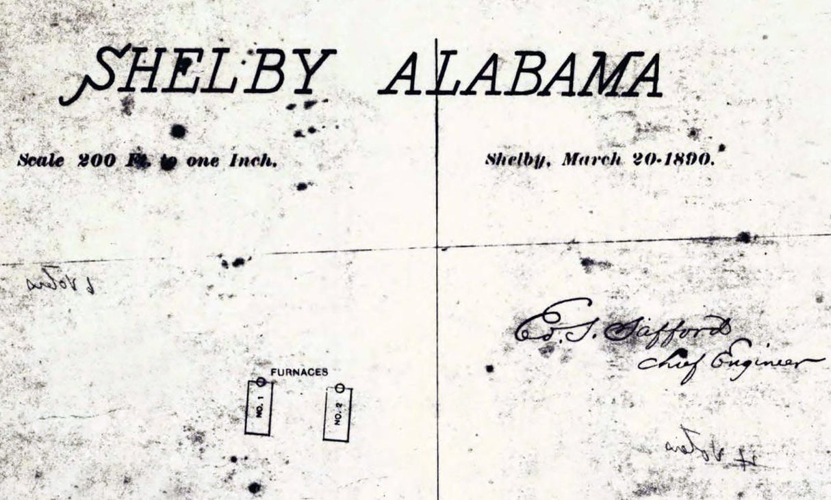 1890 Map of Shelby Alabama