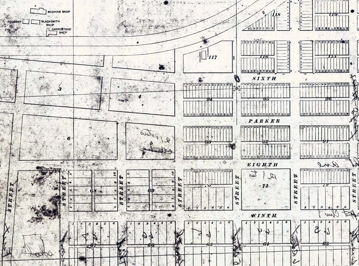 1890 Map of Shelby Alabama