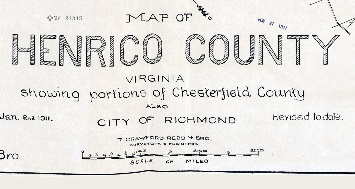 1911 Map of Henrico County Virginia