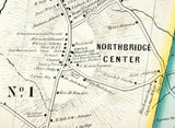 1849 Town Map of Northbridge Massachusetts