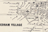 1851 Town Map of Dedham Norfolk County Massachusetts
