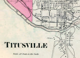 1865 Town Map of Titusville Crawford County Pennsylvania