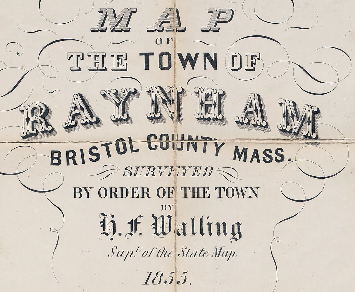 1855 Town Map of Raynham Bristol County Massachusetts