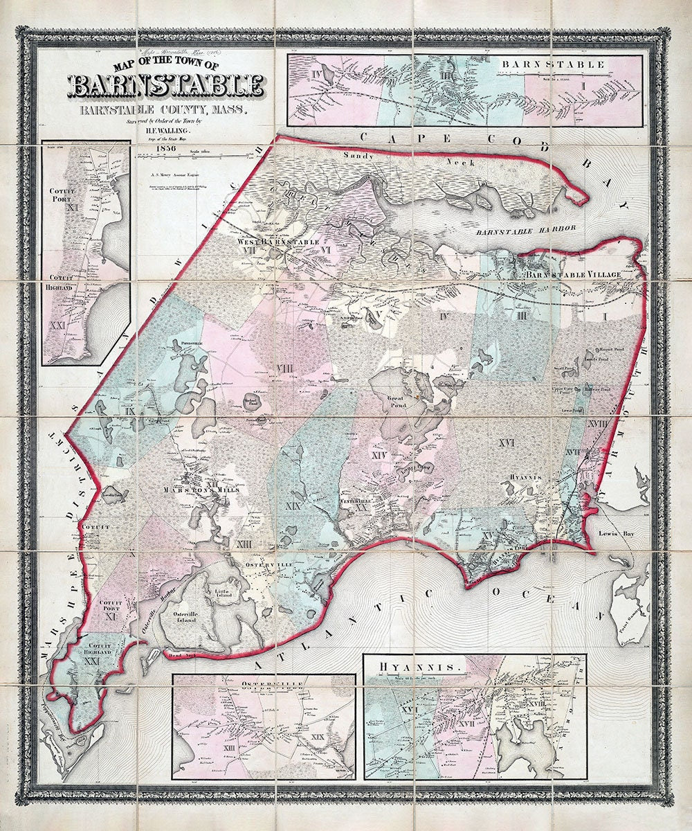 1856 Town Map of Barnstable Barnstable County Massachusetts