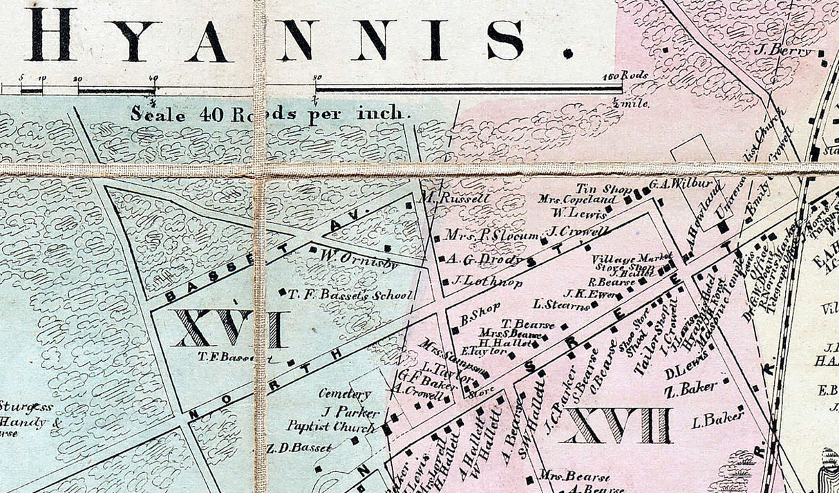 1856 Town Map of Barnstable Barnstable County Massachusetts