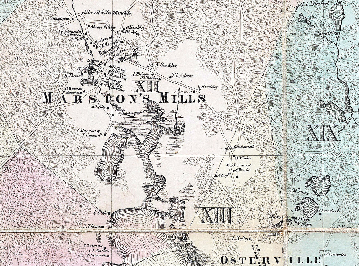 1856 Town Map of Barnstable Barnstable County Massachusetts