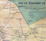 1856 Town Map of Dartmouth Bristol County Massachusetts