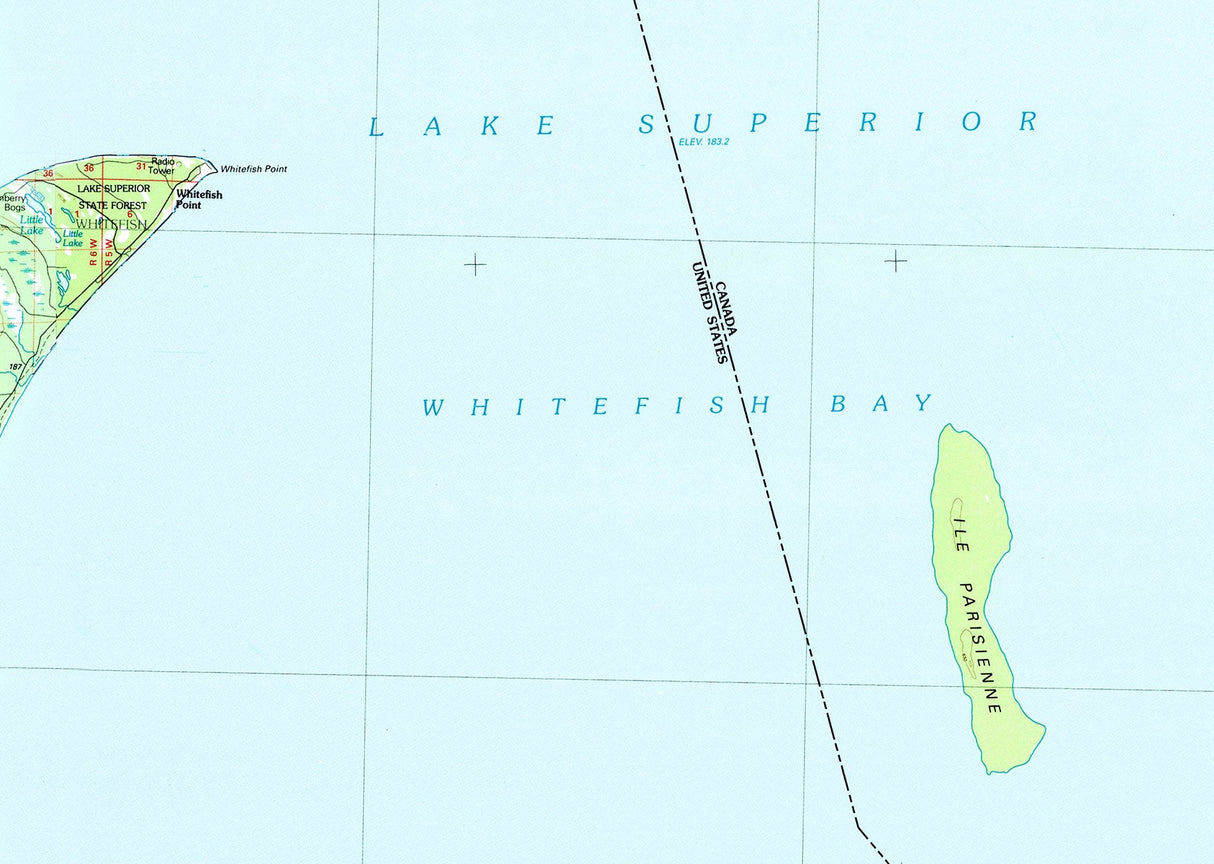 1985 Map of Whitefish Bay Lake Superior Michigan