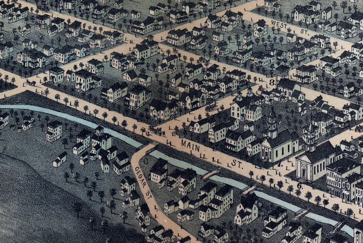 1874 Panoramic Map of Oneida New York