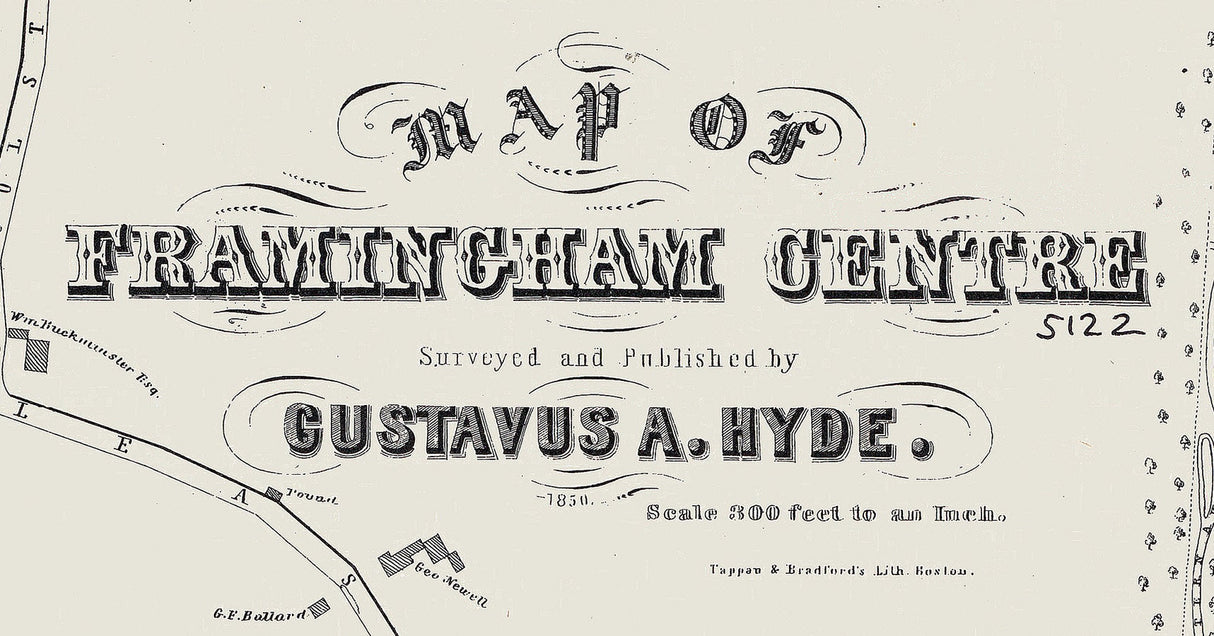 1850 Map of Framingham Massachusetts