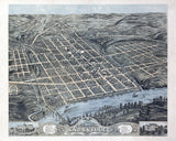 1871 Panoramic Map of Knoxville Knox County Tennessee