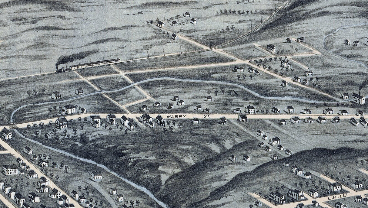 1871 Panoramic Map of Knoxville Knox County Tennessee
