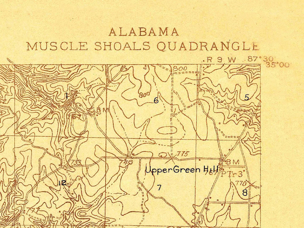 1914 Topo Map of Muscle Shoals Alabama Quadrangle Florence