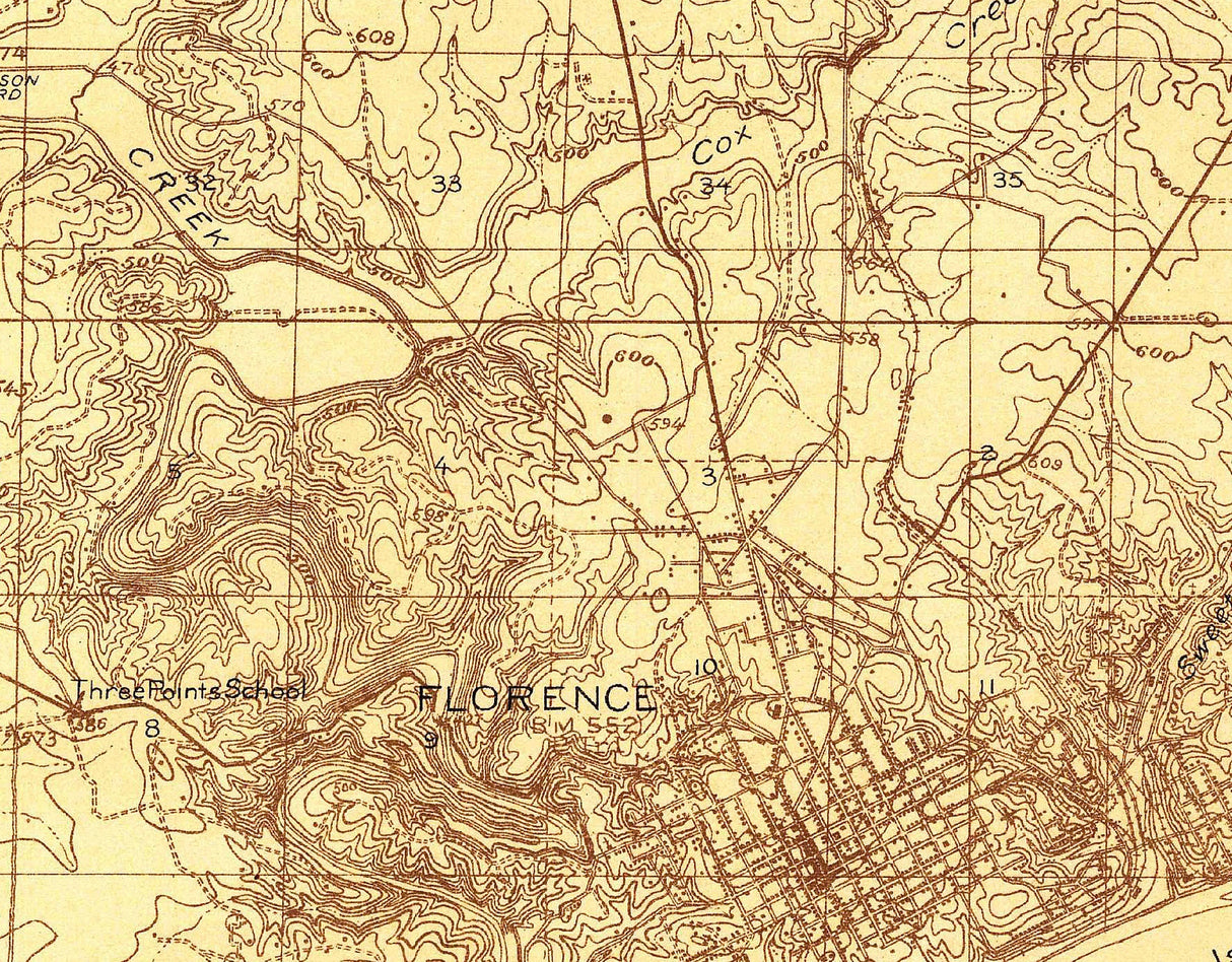 1914 Topo Map of Muscle Shoals Alabama Quadrangle Florence