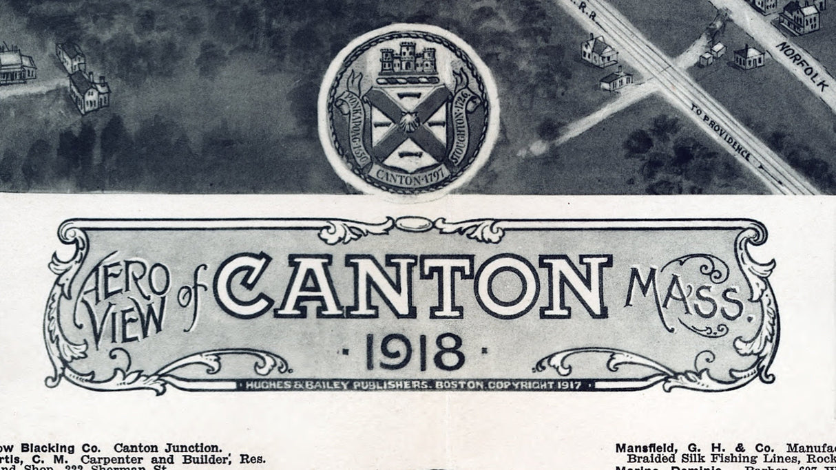 1918 Panoramic Map of Canton Massachusetts