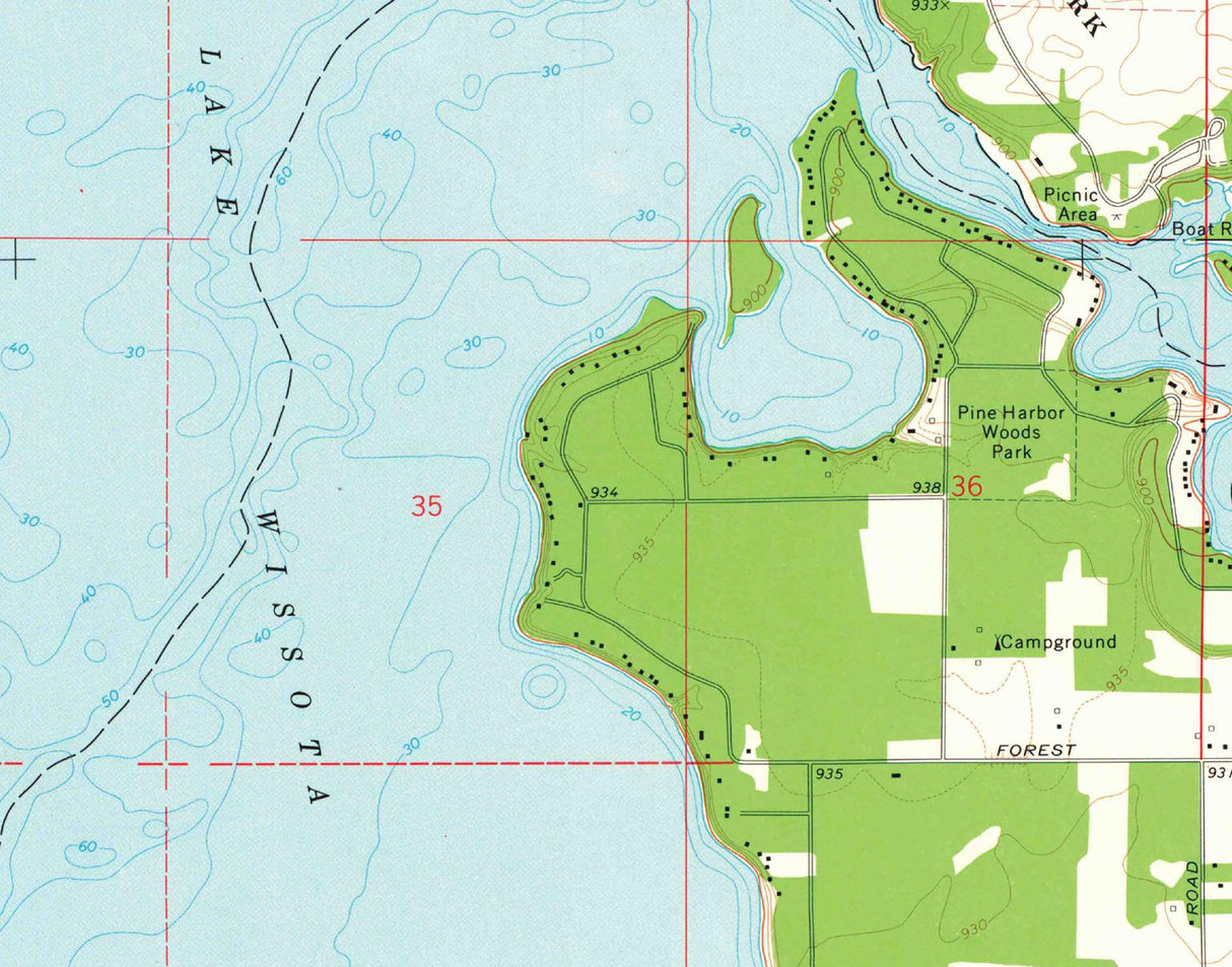 1972 Map of Lake Wissota Wisconsin