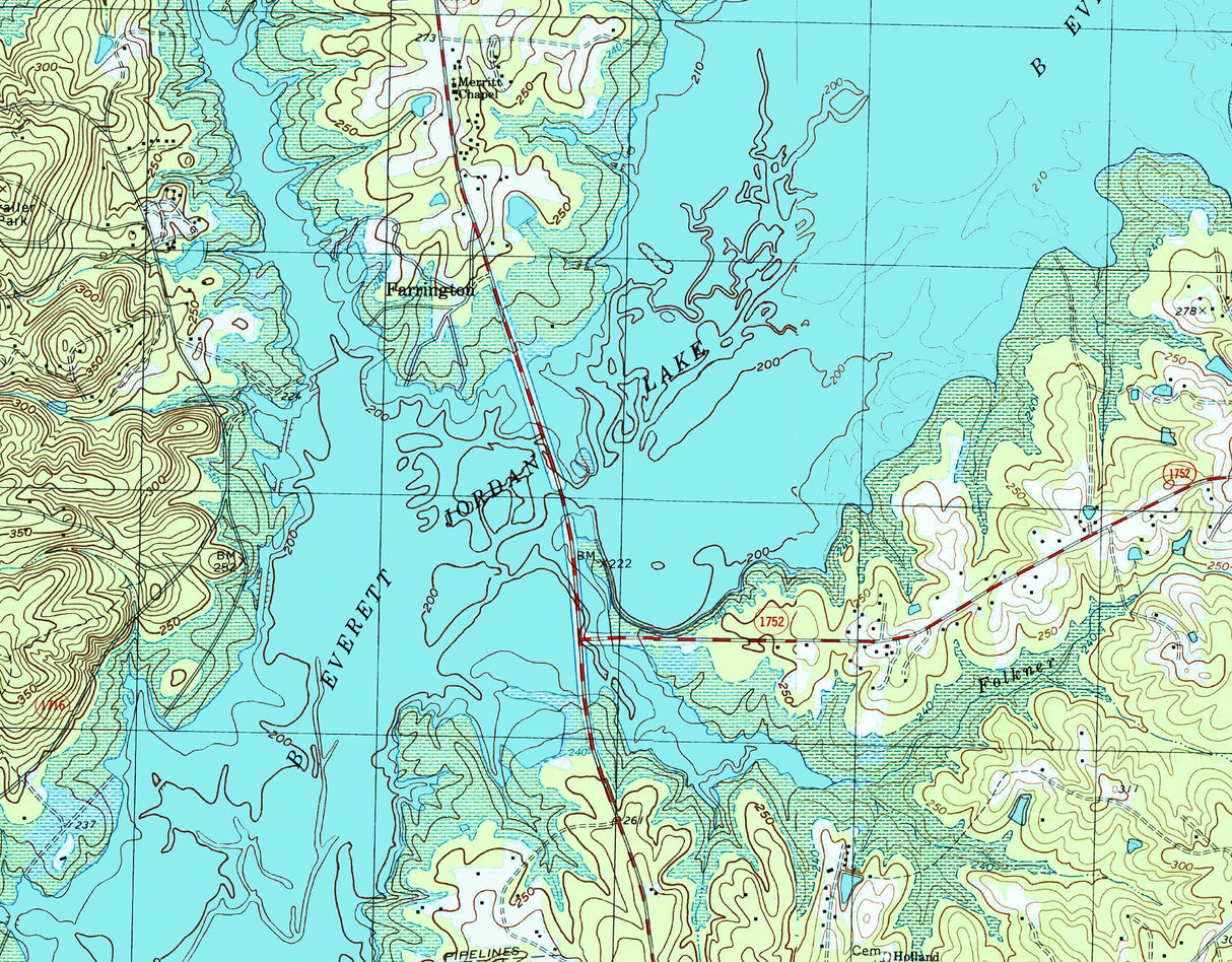 1993 Map of Jordan Lake North Carolina