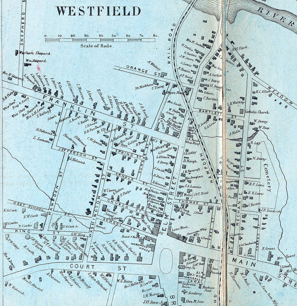 1857 Map of Hampden County Massachusetts