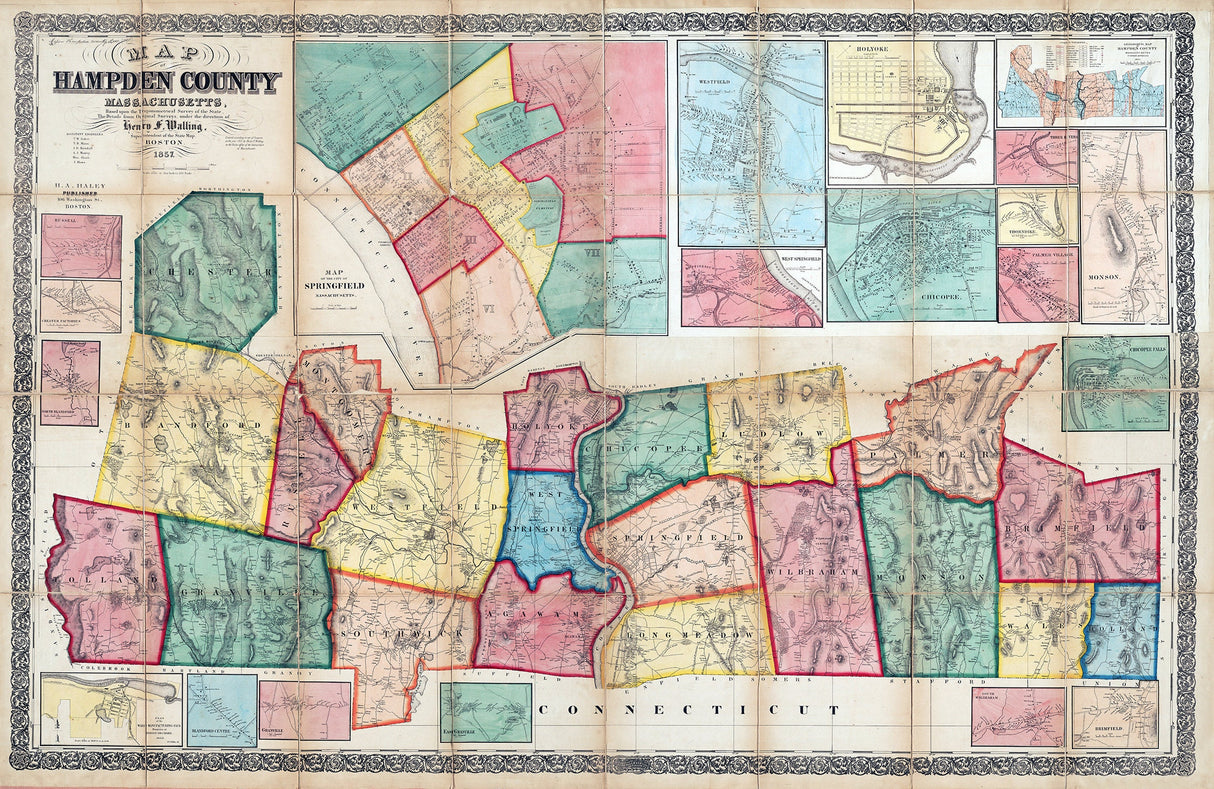 1857 Map of Hampden County Massachusetts