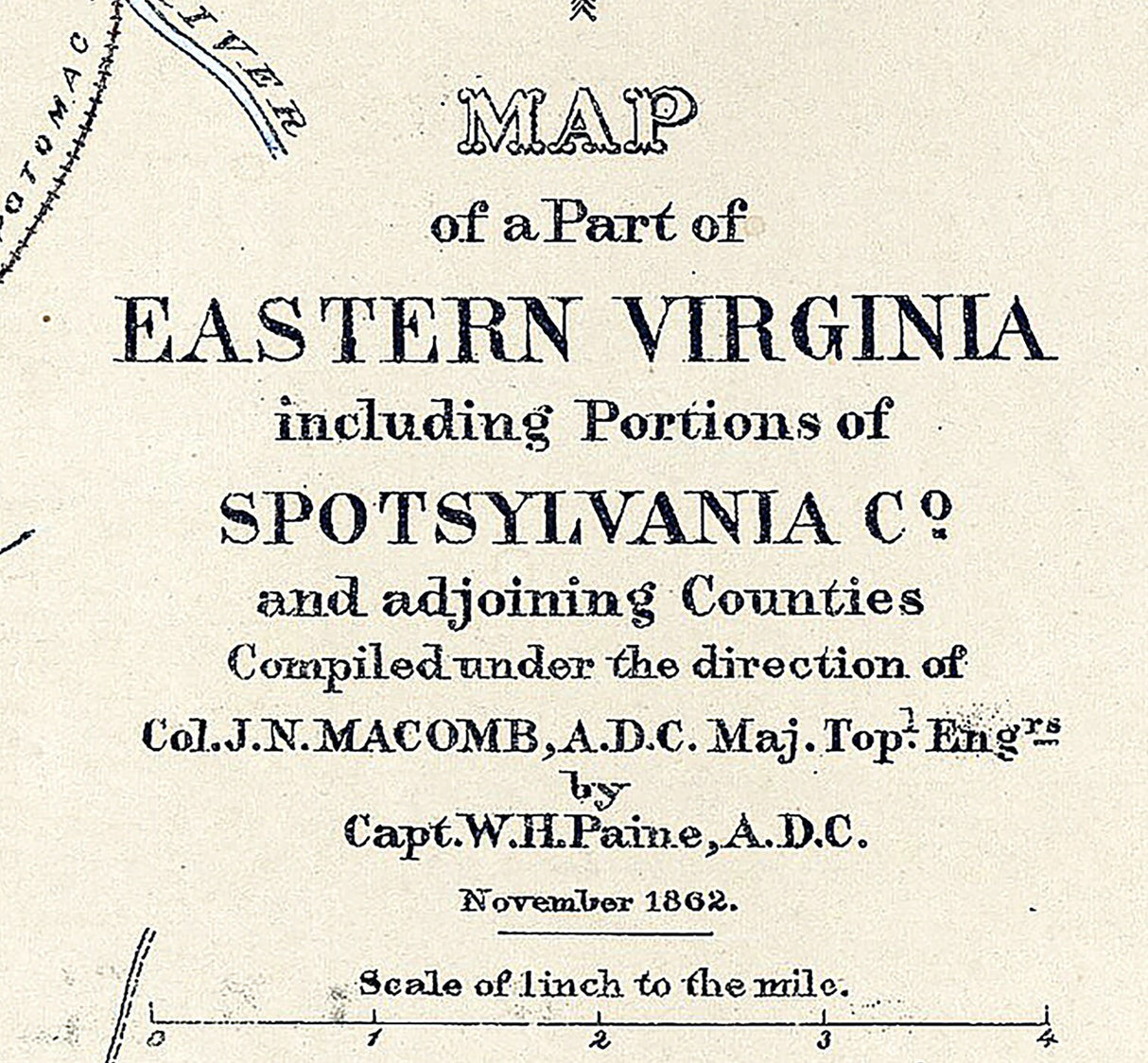 1862 Map of Eastern Virginia and Part of Spotsylvania County