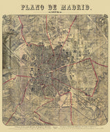 1872 Map of Madrid Spain