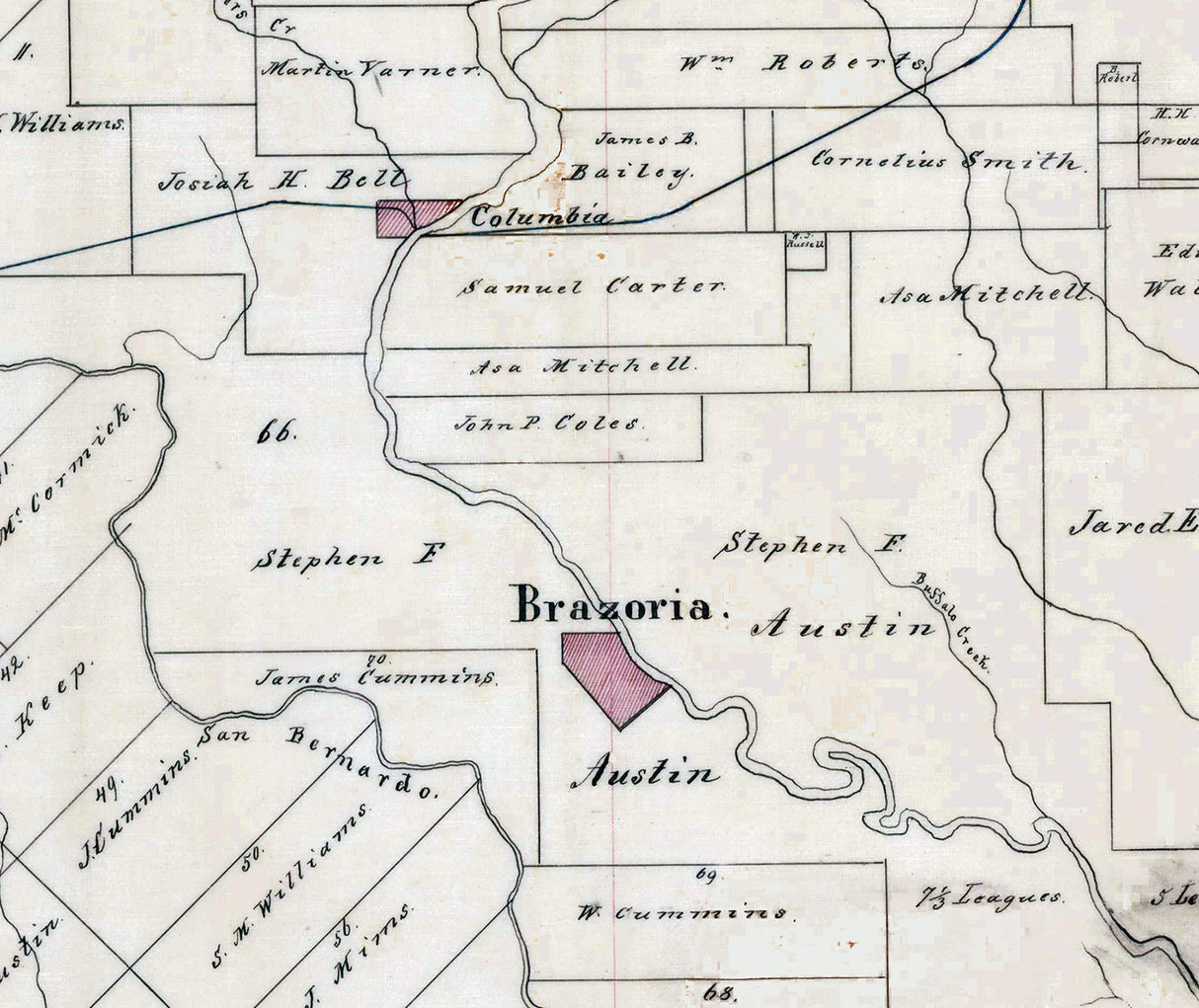 1864 Map of Brazoria County Texas