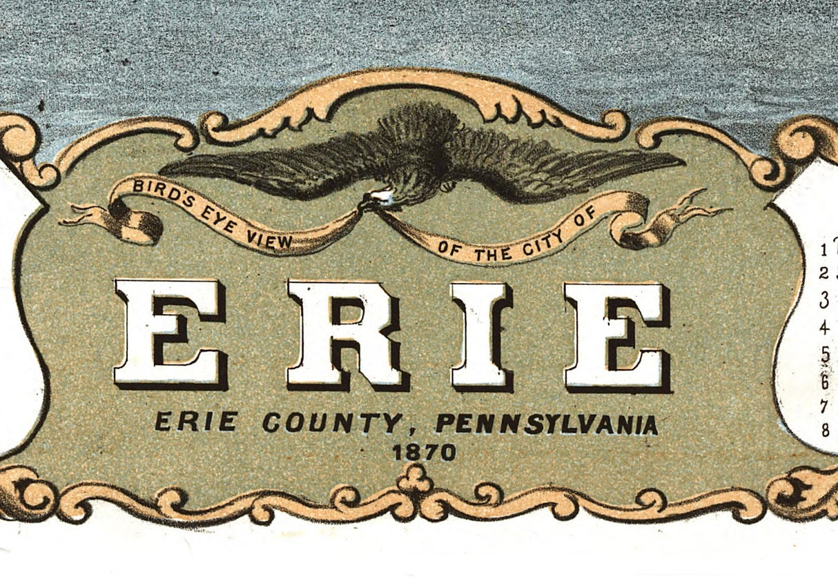 1870 Panoramic Map of Erie Erie County Pennsylvania
