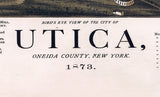 1873 Panoramic Map of Utica Oneida County New York