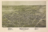 1896 Panoramic Map of North East Erie County Pennsylvania