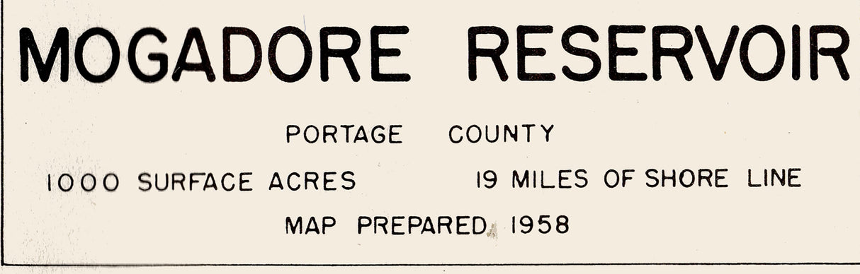 1958 Map of Mogadore Reservoir Portage County Ohio