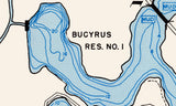 1961 Map of Bucyrus Reservoirs Crawford County Ohio