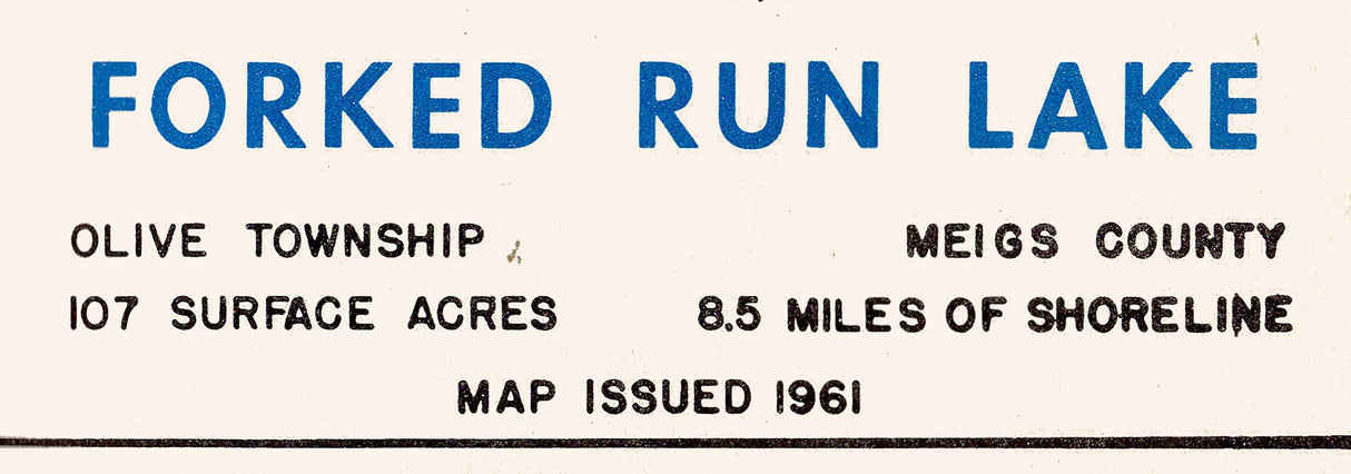 1961 Map of Forked Run Lake Meigs County Ohio