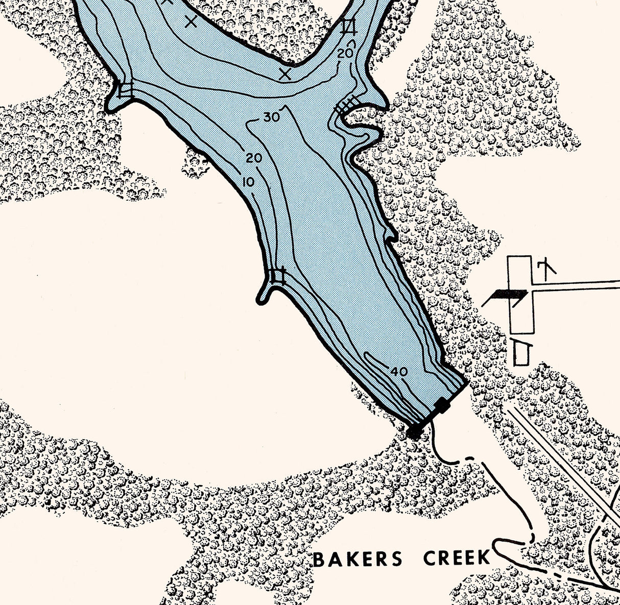1961 Map of Monroe Lake Monroe County Ohio