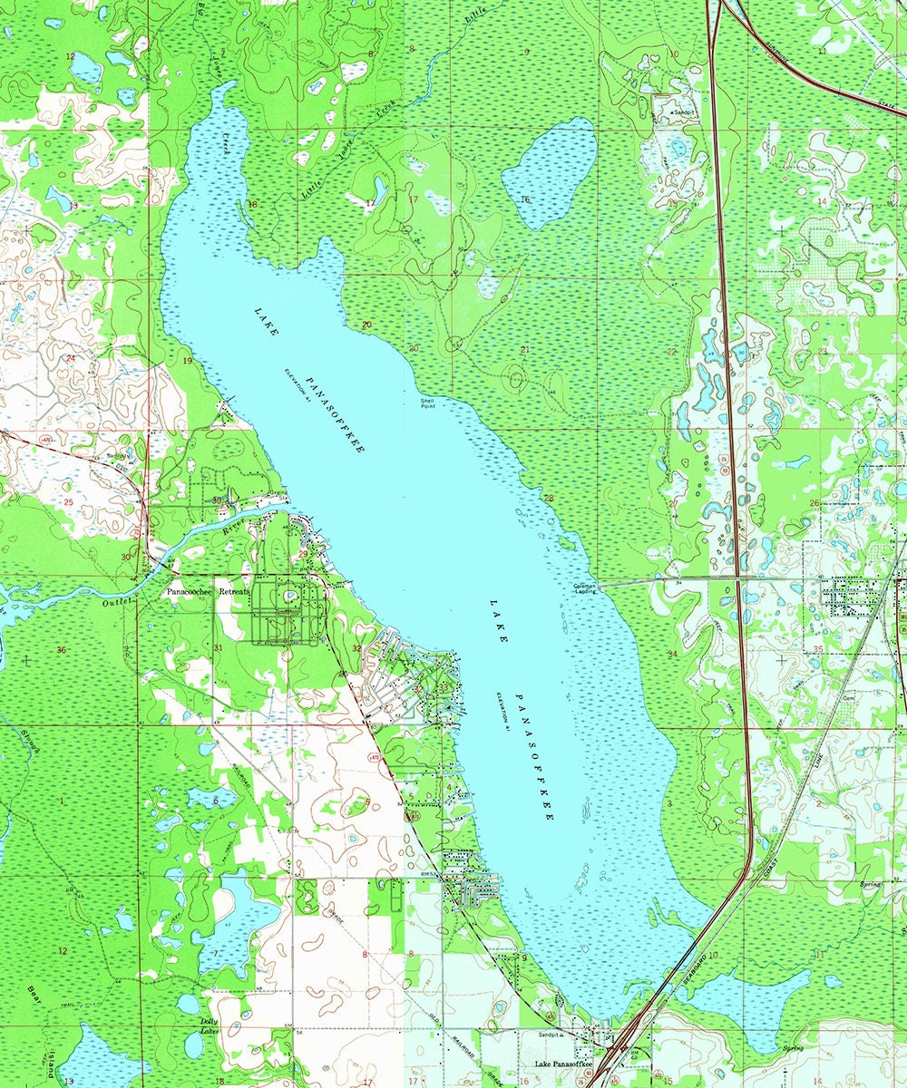 1968 Map of Lake Panasoffkee Sumter County Florida