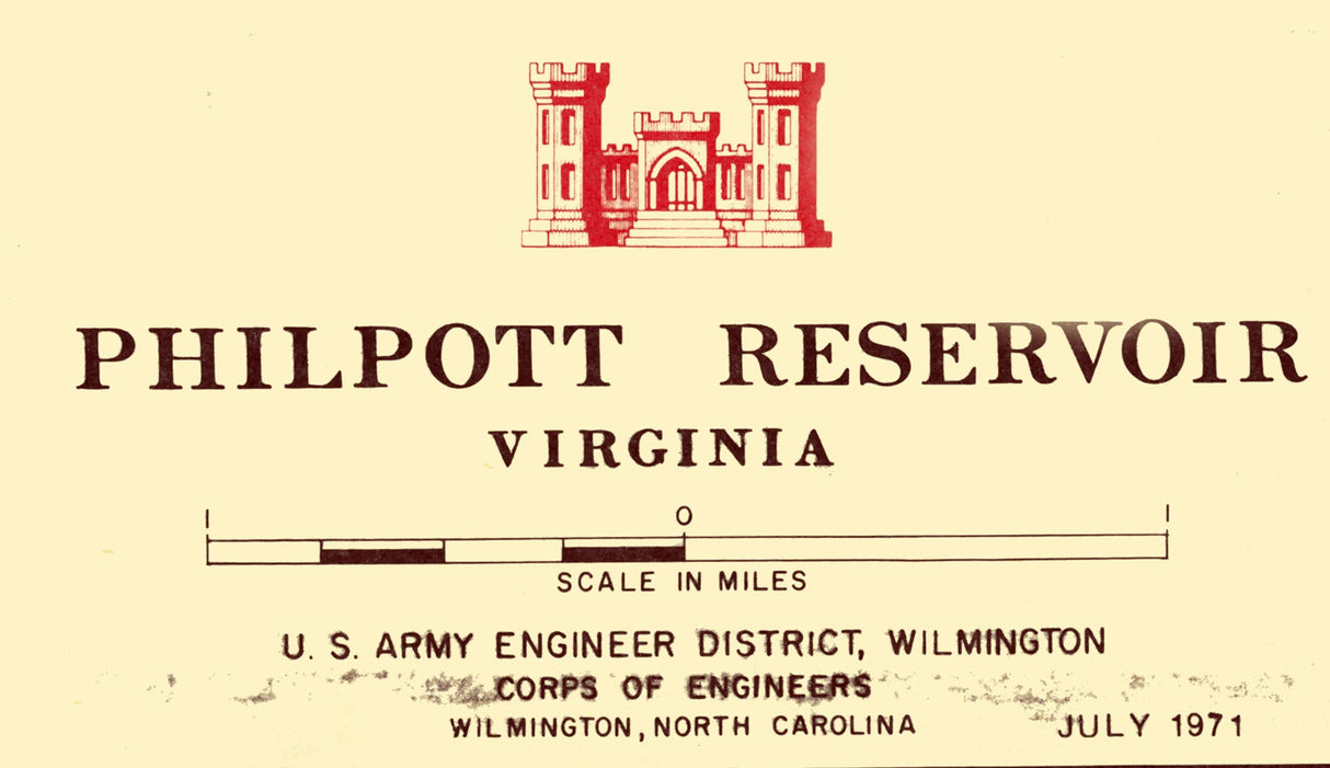 1971 Map of Philpott Lake Virginia