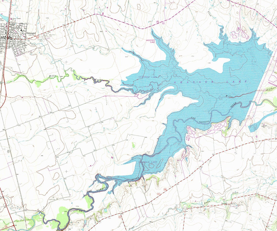 1988 Map of Granger Lake Texas