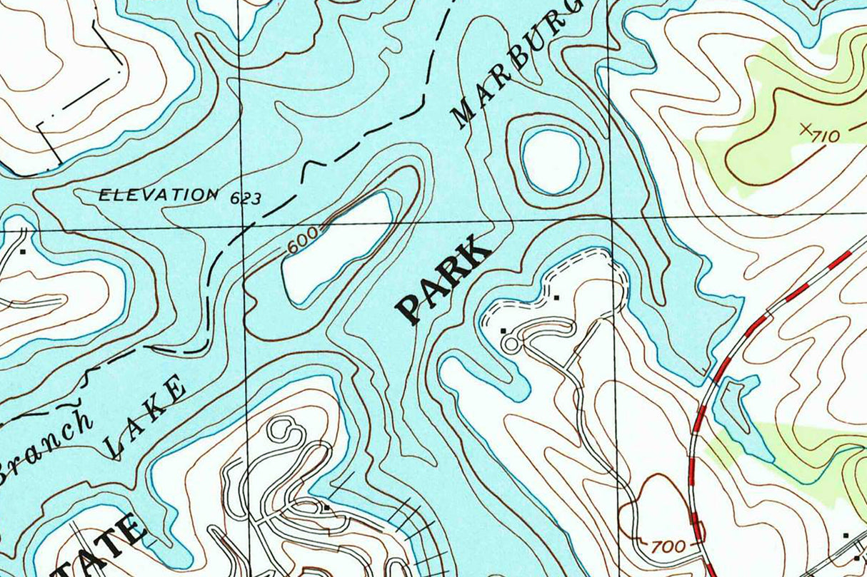 1998 Map of Lake Marburg York County Pennsylvania