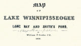 1858 Map of Lake Winnipesaukee New Hampshire Long Bay and Smiths Pond