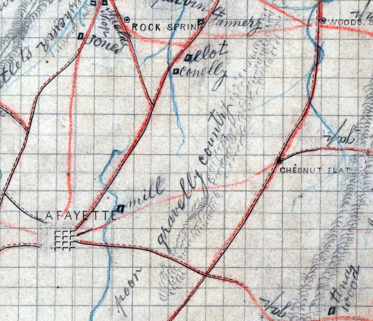 1860s Map of Dade and Walker County Georgia