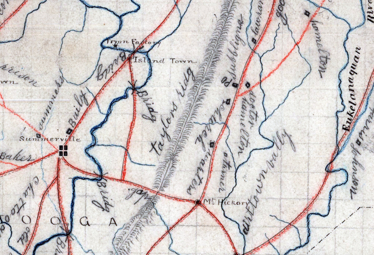 1860s Map of Floyd and Chattooga Counties Georgia